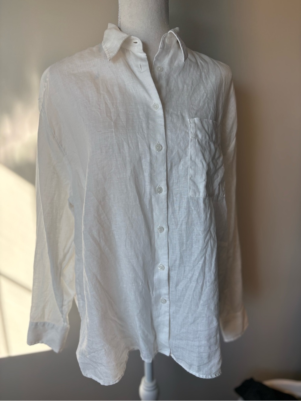 The Group by Babaton White 100% Linen Oversized Button Down Shirt S